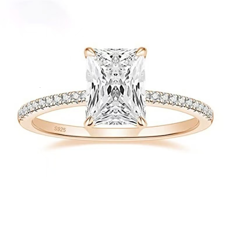 Customized Three Stone Moissanite Diamond Ring 9K 10k 14k 18k White Yellow Rose Solid Gold Oval Moissanite Ring for Women