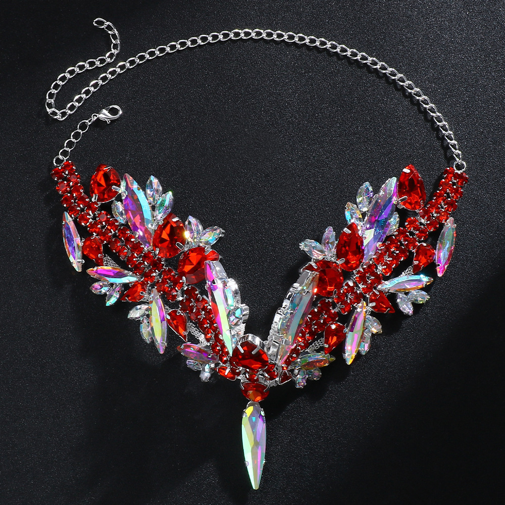Shine Exaggerated Crystal Colorful Large Collar for Women Wedding Choker Statement Rhinestone Necklace Party Jewelry 250115