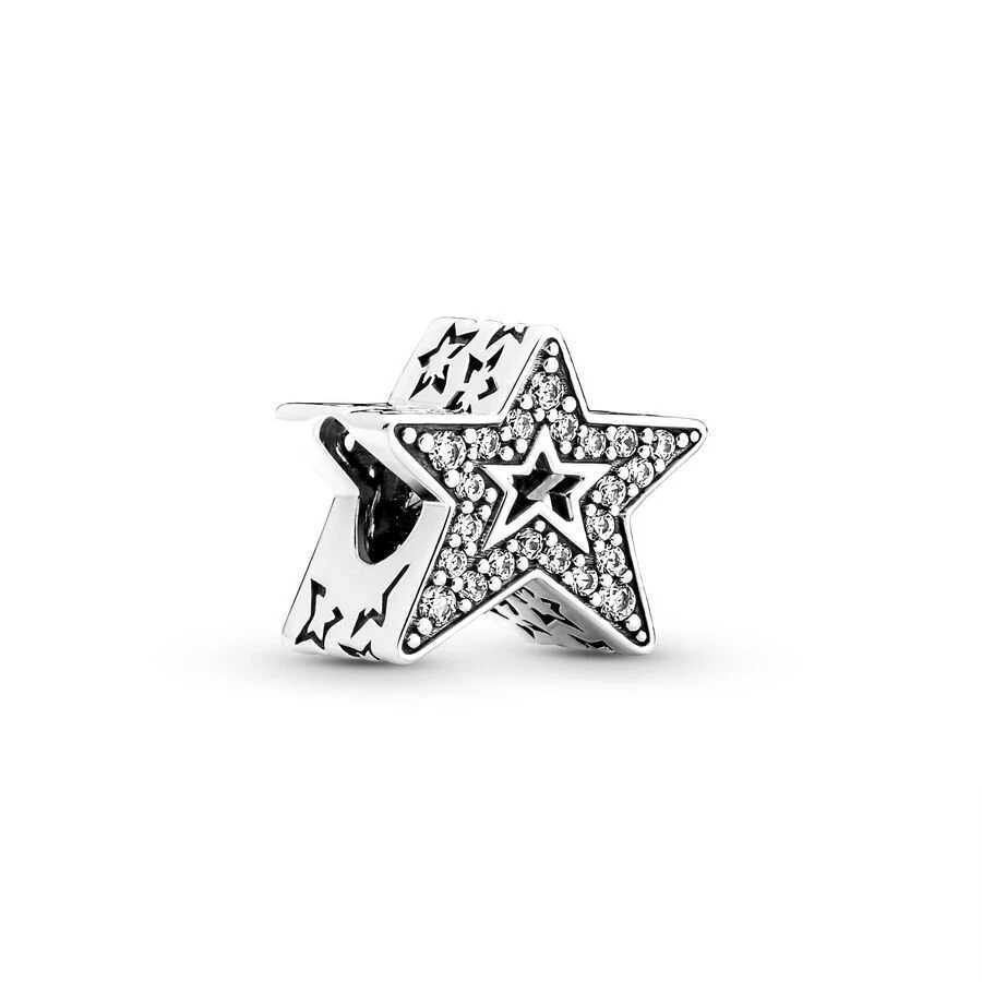 Sparkling Star Moon Dangle Charm Bead Fit Original European925 Sterling Silver Bracelet Necklace DIY Fashion Fine Jewelry GiftXJ250517