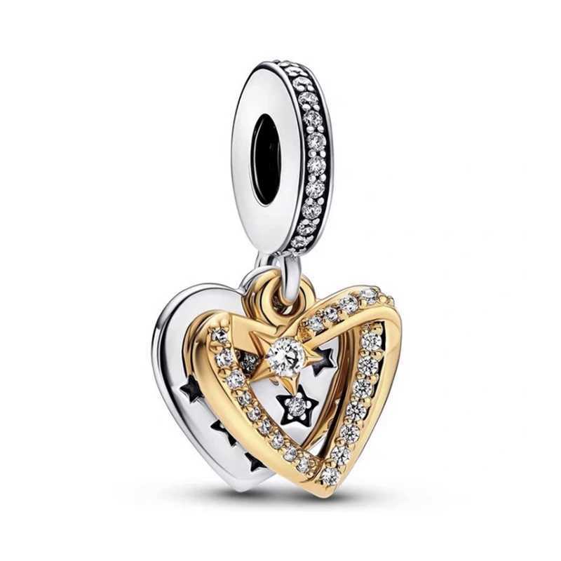Hot Sale Sun Moon Lucky Star Sparkling Gold Angel Dangle Charm Beads Fit Original European 925 Silver Bracelet DIY Jewelry GiftXJ250517