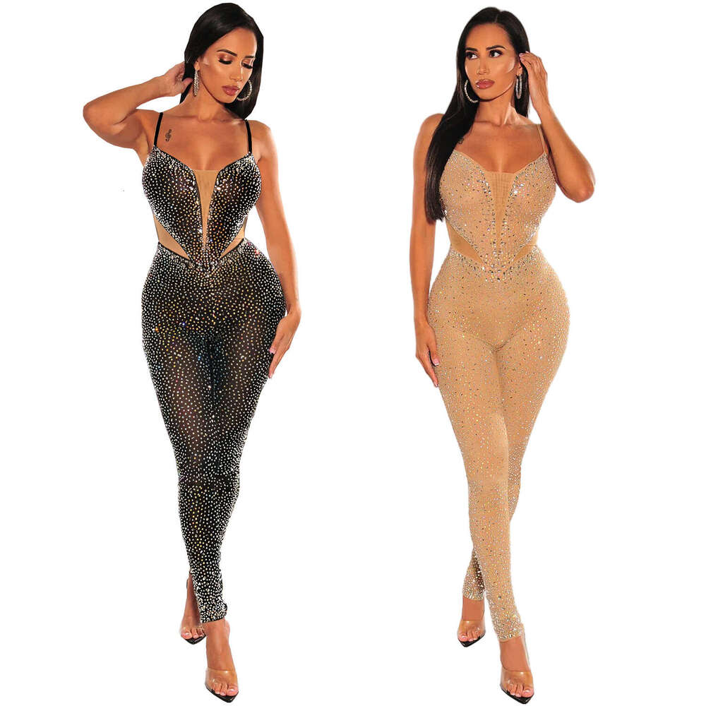 Wide Leg Jumpsuit C Fashionable Women S Hot Pressed Dia Sexy Slim Fit Bag Arm Suspender Jumpsuit