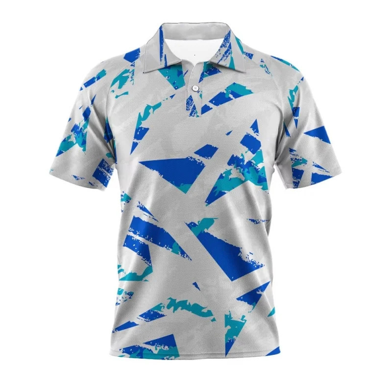 Stripe Geometry Polo Shirt For Men Colorful Pattern 3D Printed TShirts Summer Street Casual Short Sleeve Loose Tops Lapel Tees 250506Z