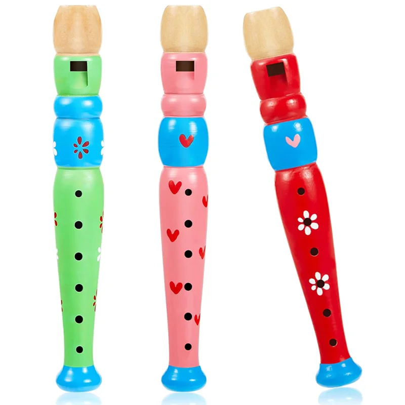 Piccolo Wooden Flute Instrument For Kids Montessori Musical Early Childhood Development Toys Preschool Educational Gift