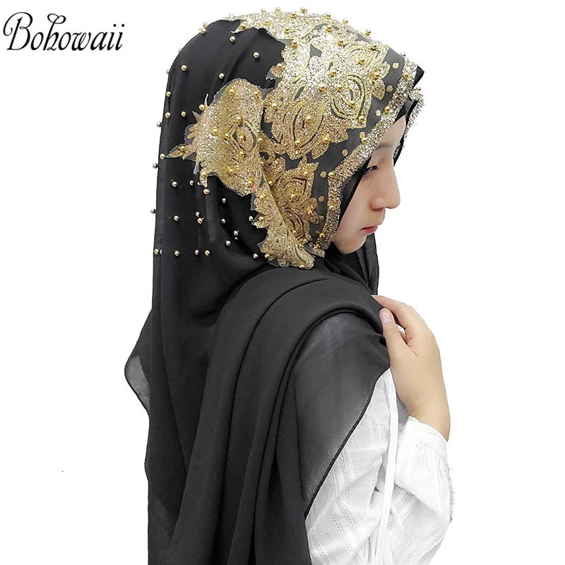 BOHOWAII Sequins Diamonds Panuelos Hijab Scarf Shawl Abaya Headscarf Turbantes Handkerchief Long Chiffon Kopftuch Femme Musulman 250517