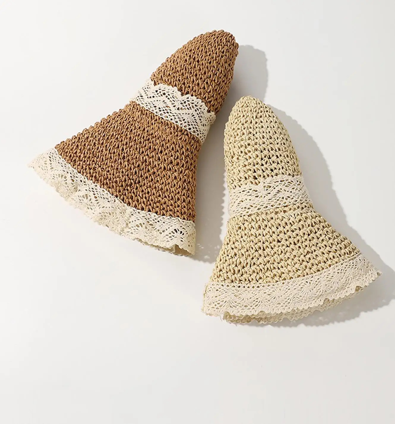 Fashion Lace women Hat Summer Straw Bow Girl Cap Beach Panama Hat Princess women Hats and Caps bucket hat Multicolor Foldable Su 250516