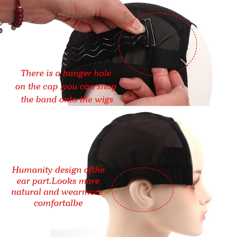 Plussign U Part Wig Caps For Making 4*4 5*5 Lace Closure Splicing Wig Black Wig Making Cap With Elastic Band For Glueless Wigs 250513