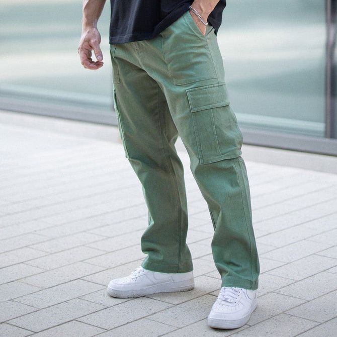 Men Cargo Pants Casual Male High Elastic Waist Pocket Wide Leg Pocket Trousers Oversized M-3XL R250517