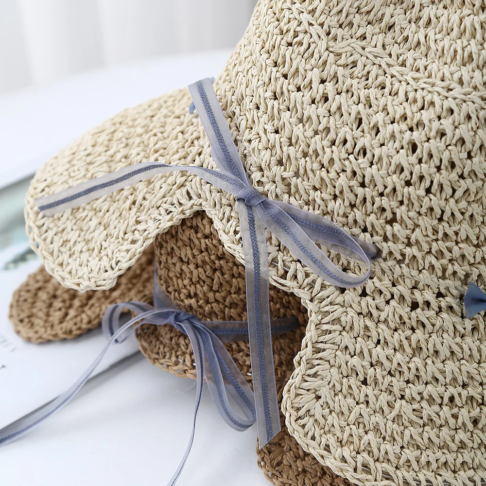 Bucket Hat Female Sunhat Womens Summer Ethnic Style Straw Big Brim Fisherman Cap Sunshade Beach Accessories Seaside 250517