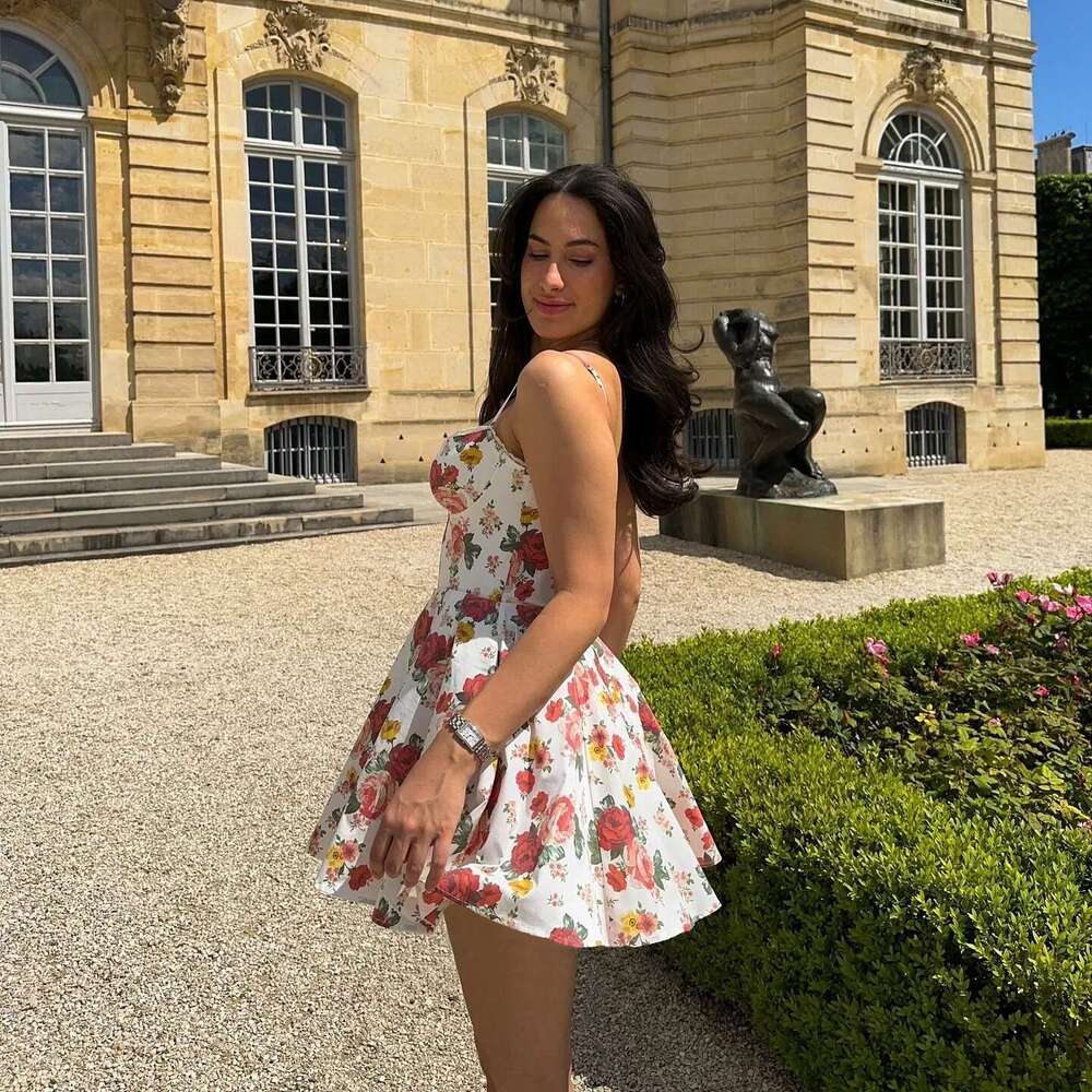 Suninheart Summer Elegant A Line Lovely Floral Print Tulle Skirt Dress Casual Holiday Party Dresses Women New Arrival