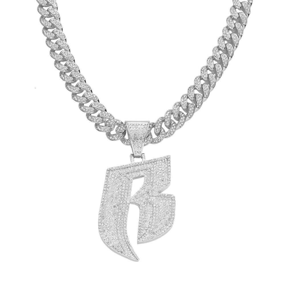 Unisex Punk Hip Hop Pendant Necklace - Adjustable Cuban Link Chain with CZ Letter Charm for Everyday Streetwear & Stage