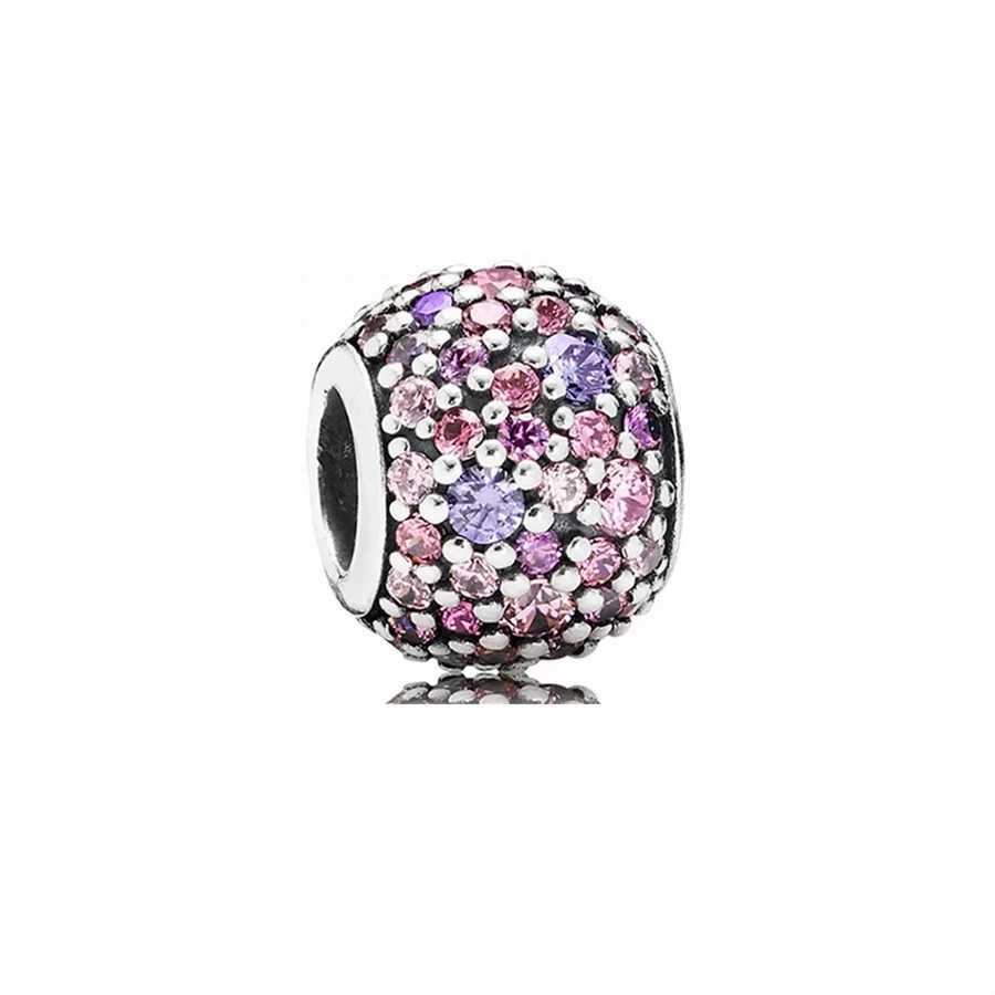 Hot Sale Sparkling Bead Round She Clear Gemstone Charm Fit Original 925 Sterling Silver Bracelet DIY Women Fashion JewelryGiftXJ250517