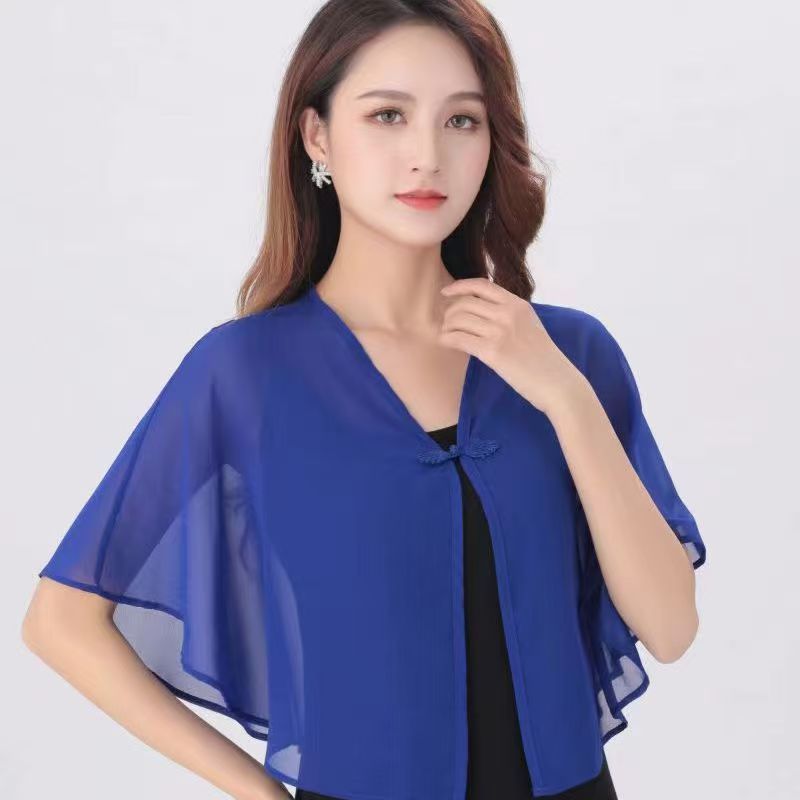 K750 Sun protection clothing women's thin jacket summer new chiffon cheongsam shawl top women's skirt outer wear small waistcoat loose