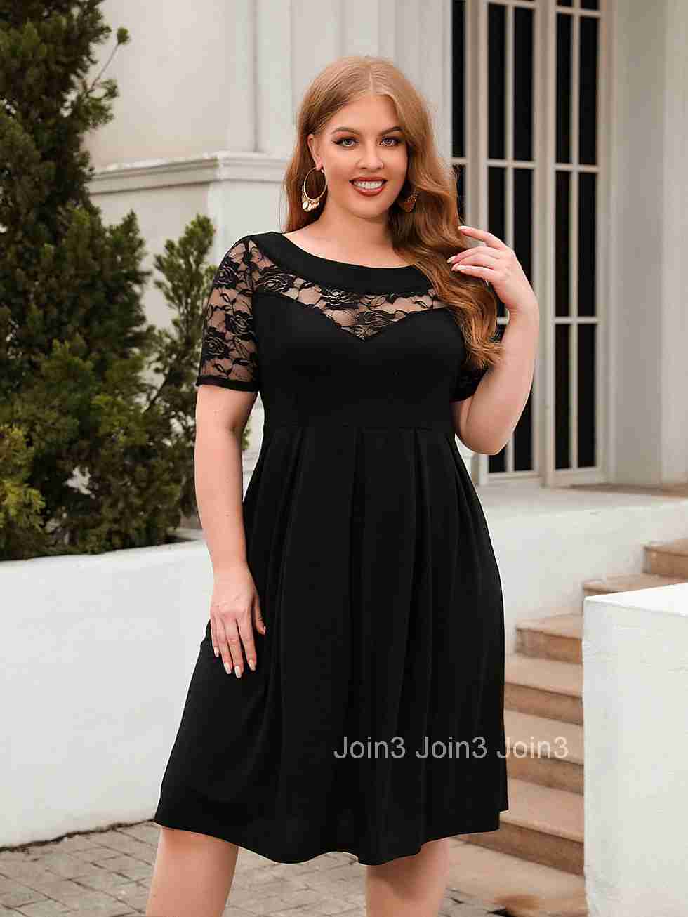 New Cut-out Lace Casual Loose Dress Holiday Dress Large Womens Dress