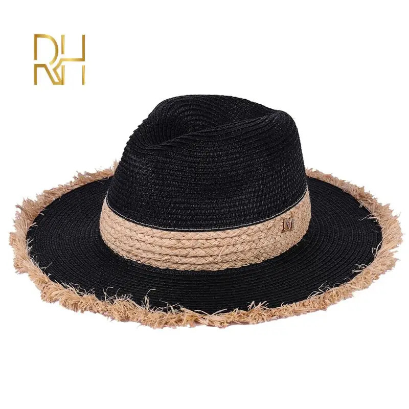 Summer Cowboy Cap Casual Sun Hats For Women Fashion Letter M Jazz Straw Men Beach Panama Hat Wholesale RH 250517