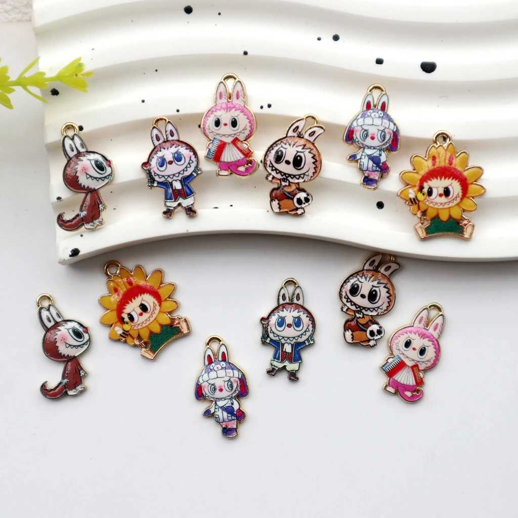 10pcs Cartoon Animal Alloy Pendant Popular Anime Big Mouth Cute Metal Charms DIY Necklace Bracelet Earrings Keychain AccoryXJ250517