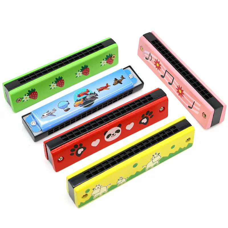 Wooden Harmonica 16 Holes Musical Instruments For Beginners Kids Montessori Early Childhood Education Toys Party Favors