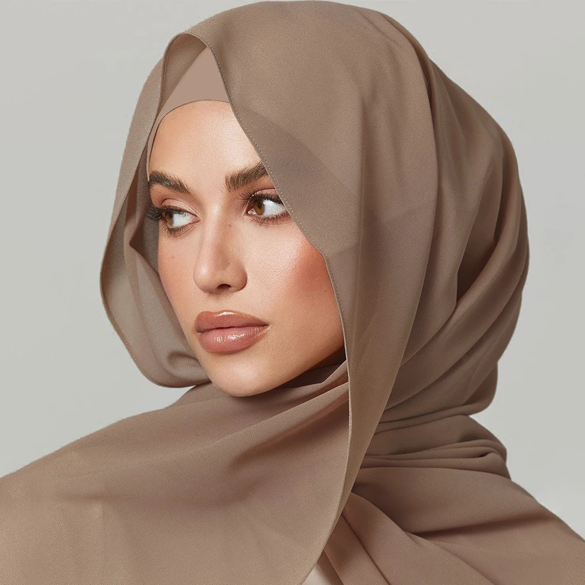 Rayon Cotton Hijab With Undercap Plain Color Muslim Shawl Elastic Inner Islam Turban Fashion Headband Bonnet 2pcs 250517
