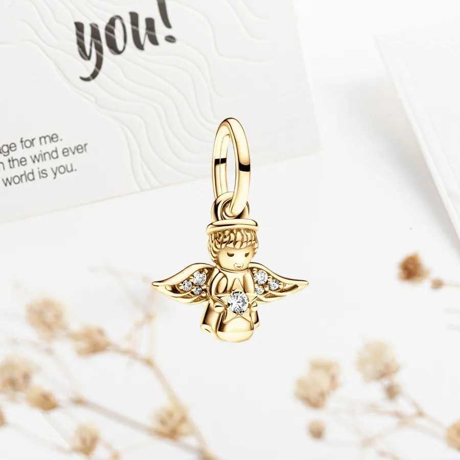 2025 Sparkling Gold Angel Forever Always Infinity Charm Beads Fit Original 925 Sterling Silver Bracelet DIY Women Jewelry GiftXJ250517