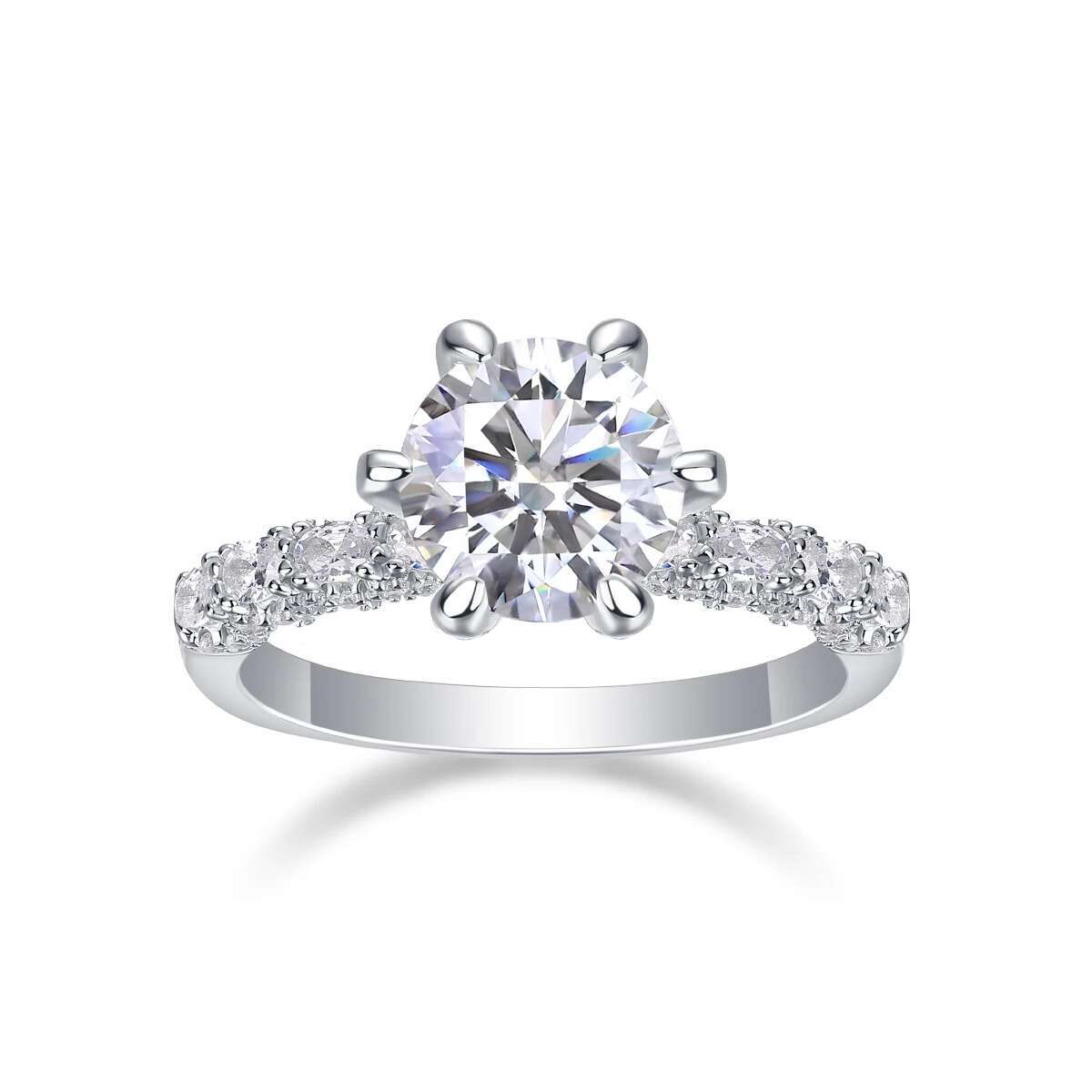JIUZUAN 1/2/3 Carat Womens Engagement Ring Round Cut Moissanite Ring 925 Sterling Silver Classic Wedding Anniversary Ring