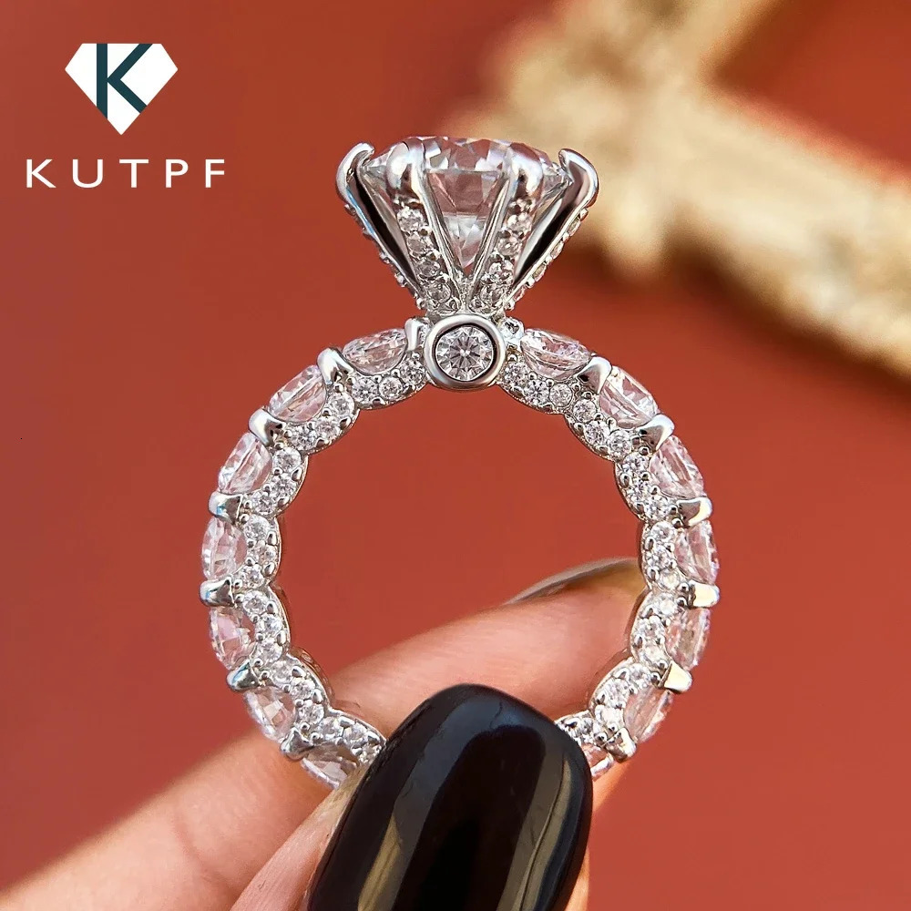 4Carat Engagement Rings With Certificate S925 Silver Hidden Halo Diamond Wedding Ring Band For Women Jewelry 250509