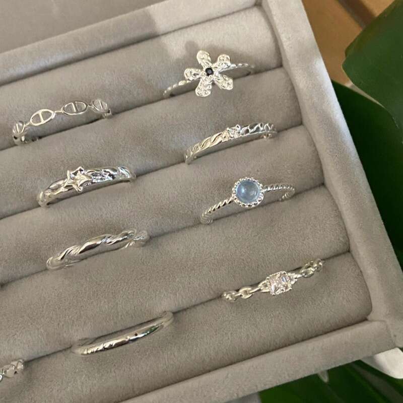 New Korean pure silver with that won't fade for women, featuring niche Instagram style and a high-end feel. The ring has an adjustable opening