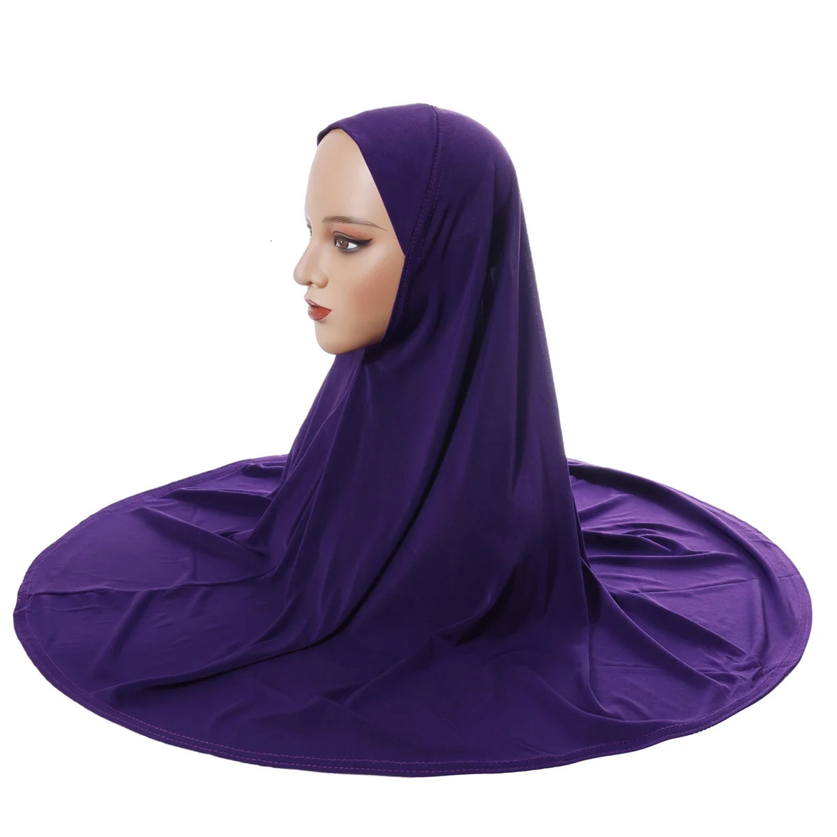 Womens hijab headscarf Arab head cover double layer round edge bottom cap high elastic scarf 250517