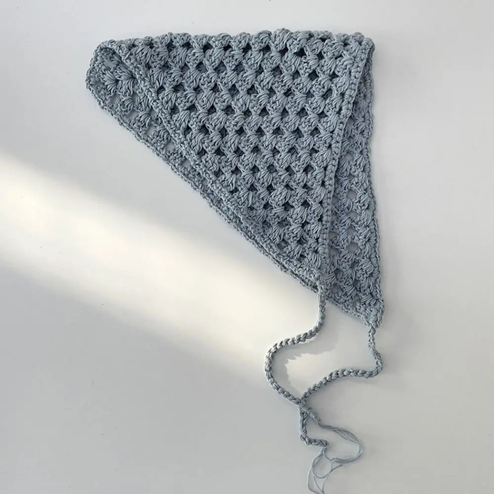 Womens Hand Crochet Bandanas Romantic Lace Headband Hairband Triangle Scarf Small Scarf 250516