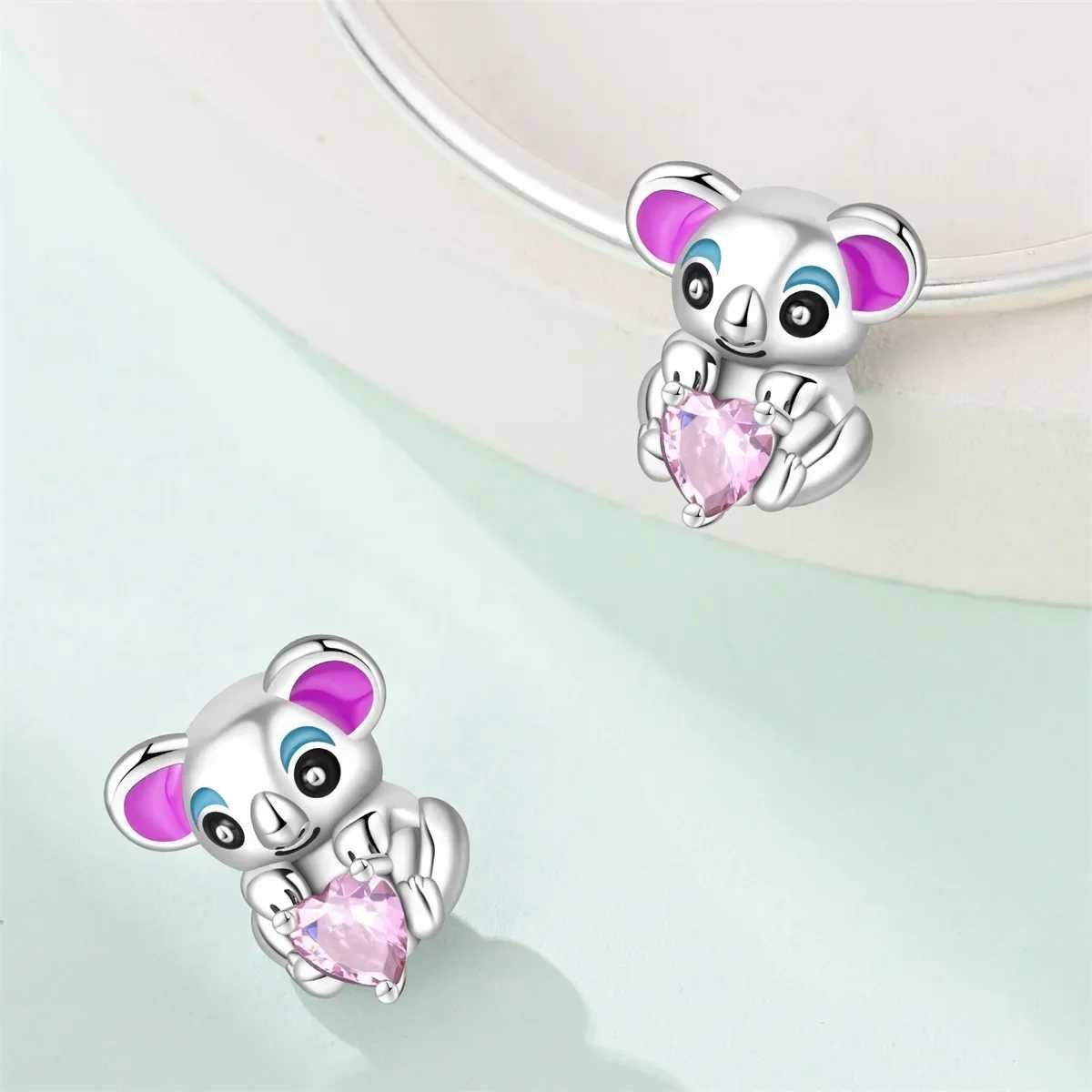 Hot Sale Pink Charms Heart Dangle Charm Beads Flower Pendant DIY Jewelry Fit Original 925 Sterling Silver Bracelet Necklace ClipXJ250517