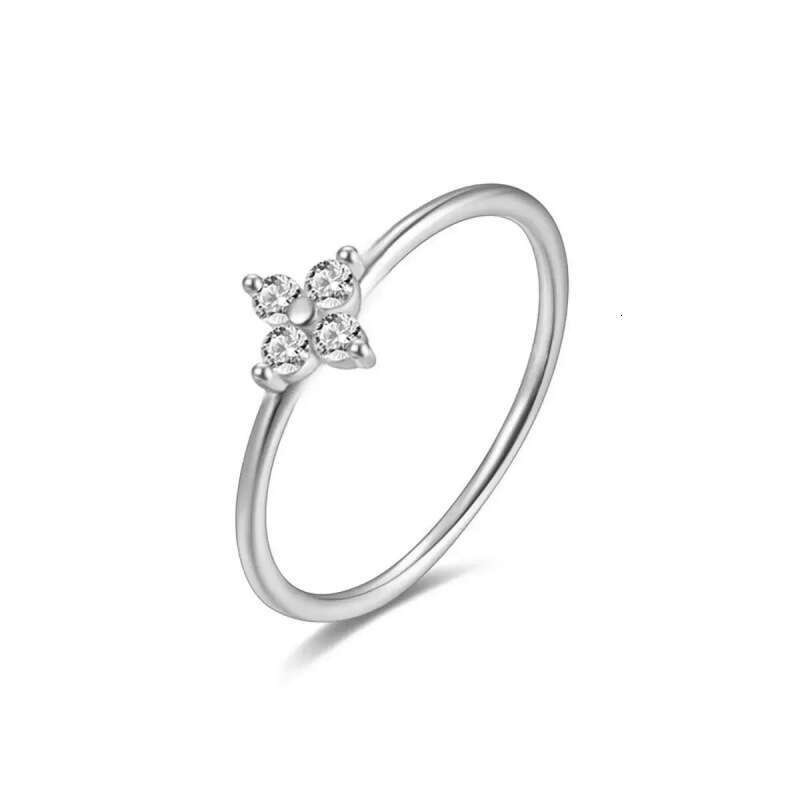 Designer for Woman Ring Pure silver gold-plated four leaf clover zircon fine ring Sier Gold Fashion jewelry Gifts