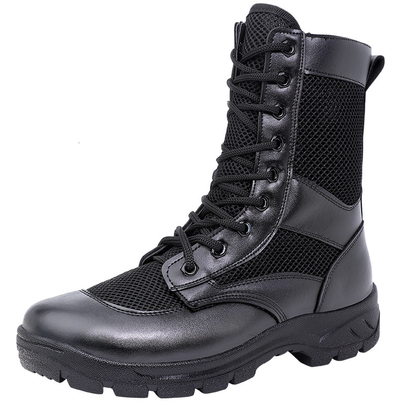 Summer ultra light combat breathable comfortable mesh hiking shoes designer men's and women's high top training boots safety shoes