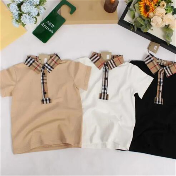 Preppy style kids designer Polos baby clothes summer boy girl plaid white polo tee Children's T shirt