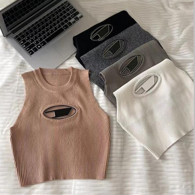 Womens Tops T Shirts Knits Tees Regular Cropped Tank Top Cotton Jersey Tanks Embroidered Cotton-blend Anagram Shorts Designer Suit Sportwear Fitness Sports 65lk