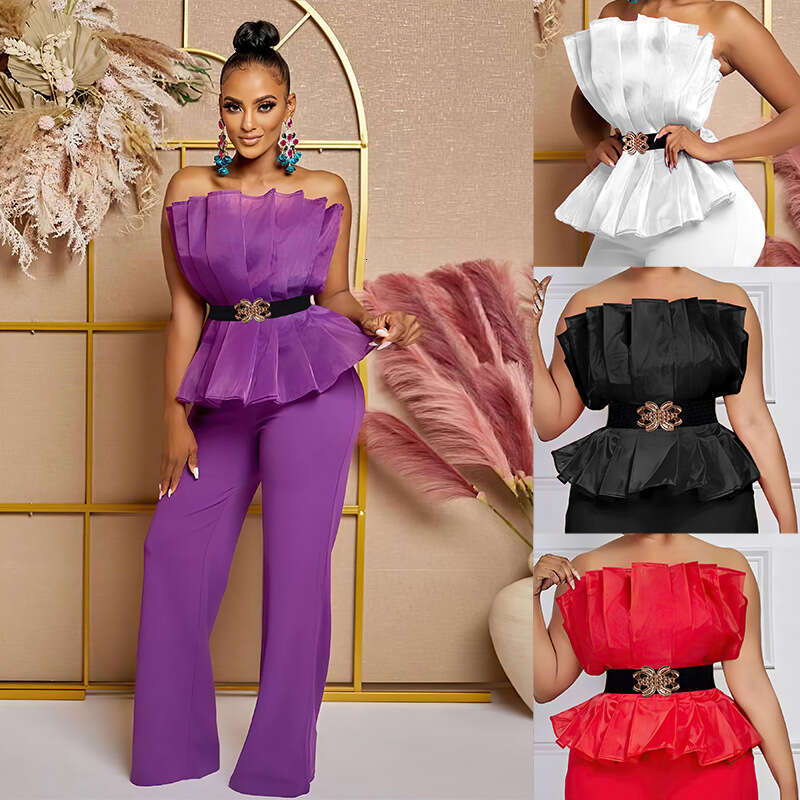 Wide Leg Jumpsuit Women S Fashion Solid Color Jumpsuit Sexy Off Shoulder Casual Set