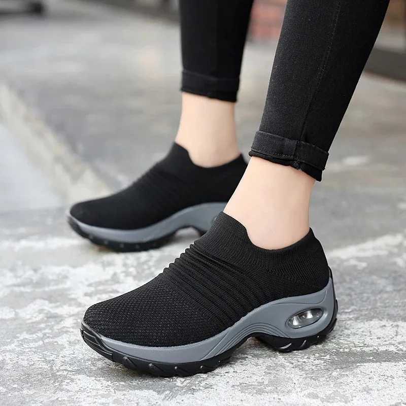 Women Running Training Sneakers Female Air Cushion Causal Sport Shoes Slip On Walking Sock Shoes Dropshipping W250517