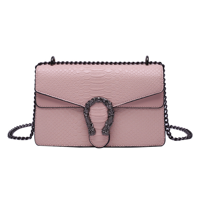 Luxury Brand Designer Bag Snake Pattern Single Shoulder Crossbody 2024 New Underarm Small Square Chain Bar Women's Bag