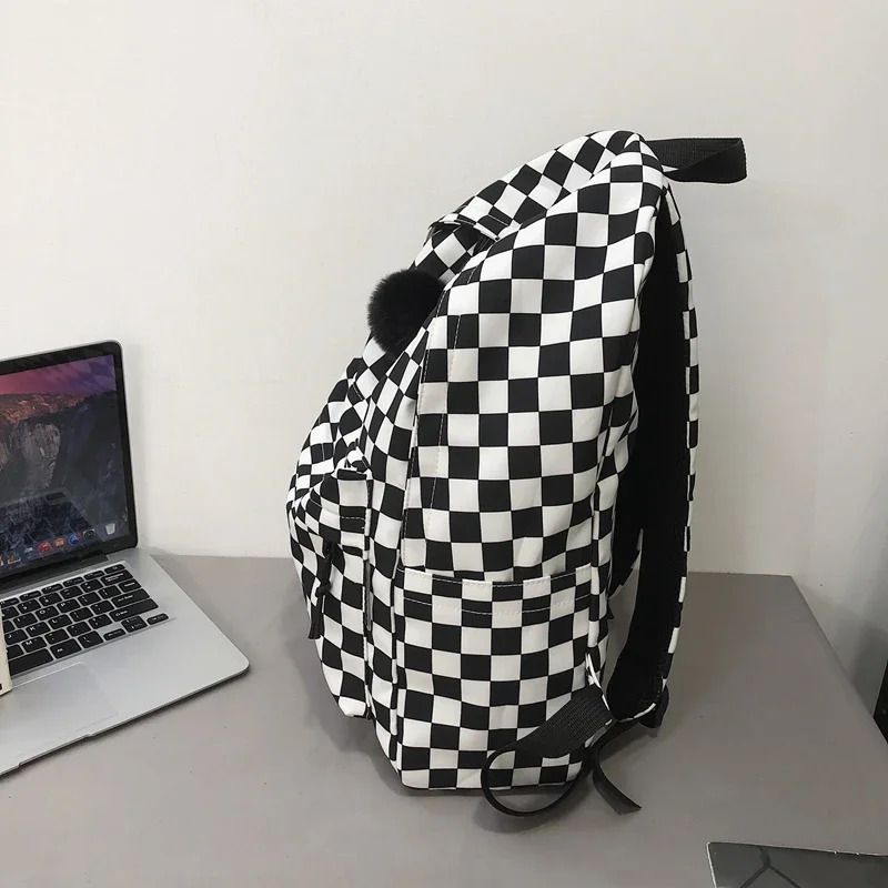 Fashion Plaid Backpack Waterproof Leisure Shoulder Bag Women Laptop Mochila Bookbag Travel Rucksack for Female 250514