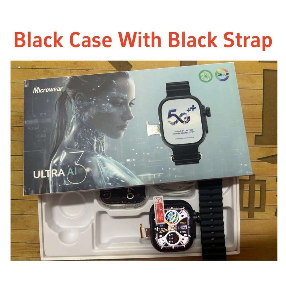 Microwear Ai3 Smart Watch S9 Ultra 180° Rotating Camera Google Play GPS WIFI Amoled HD Display 4G Calling Smartwatch Men