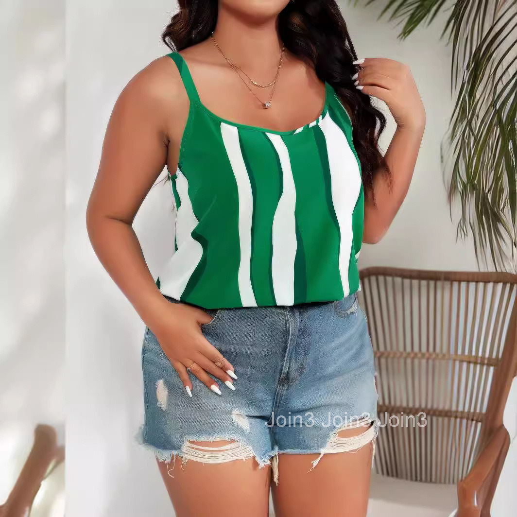 Striped Printed Loose and Cool Womens Casual Chiffon Camisole