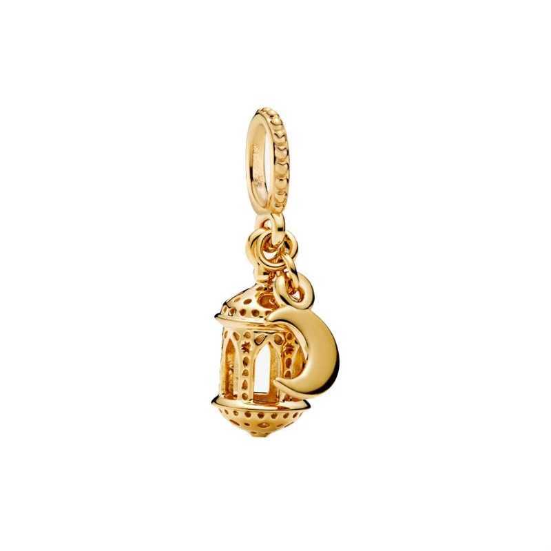 NEW Gold Plated Star Crescent Moon Charm Sparkling Bee Shell Dangle Bead Fit Original Silver 925 Bracelet DIY Jewelry GiftXJ250517