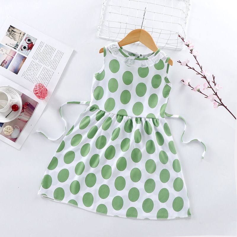New Summer Outerwear Dress Cartoon Cotton Silk Sleeveless Girls Floral Skirt Thin Summer Loose Princess Dreamland 220422