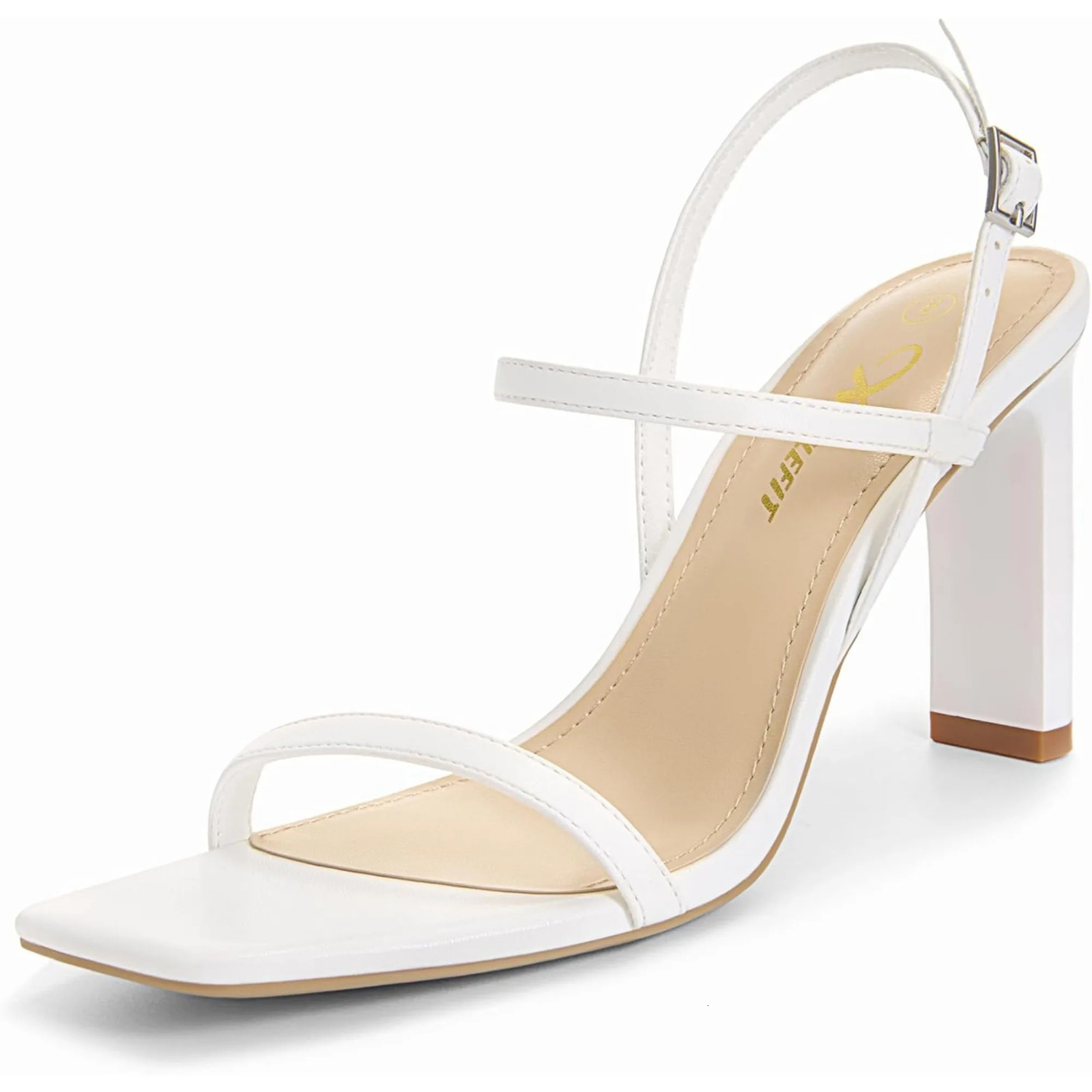 Womens Strappy High Heels Square Open Toe Heeled Sandals Ankle Strap Dressy Wedding Party Shoes 250515
