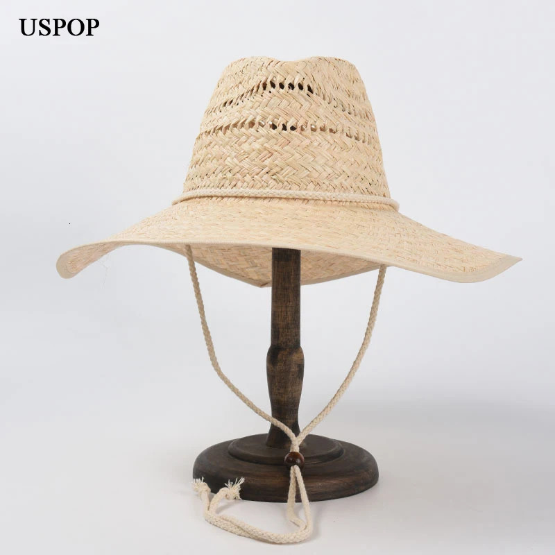 USPOP Summer hats Women Raffia Straw Sun Hat Breathable Wide Brim Beaach Hat lace-up Sunshade 250516