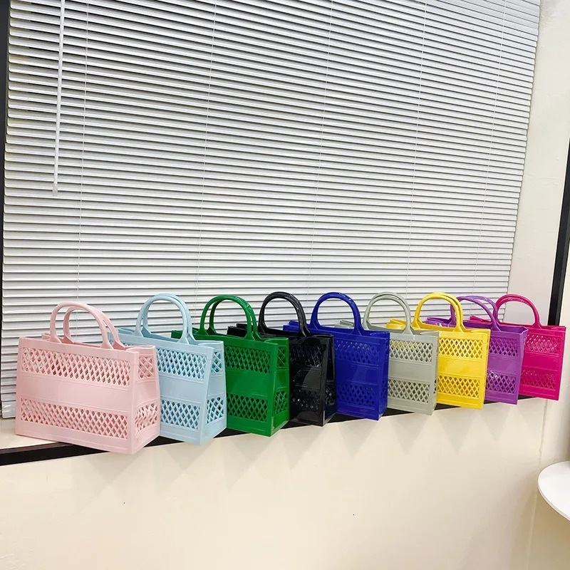 2025 Large Beach Bag PVC Rubber Waterproof Beach Travel Picnic Storage Basket Women Shopping Handbags Sac Jelly Tote Bag Ins 250516