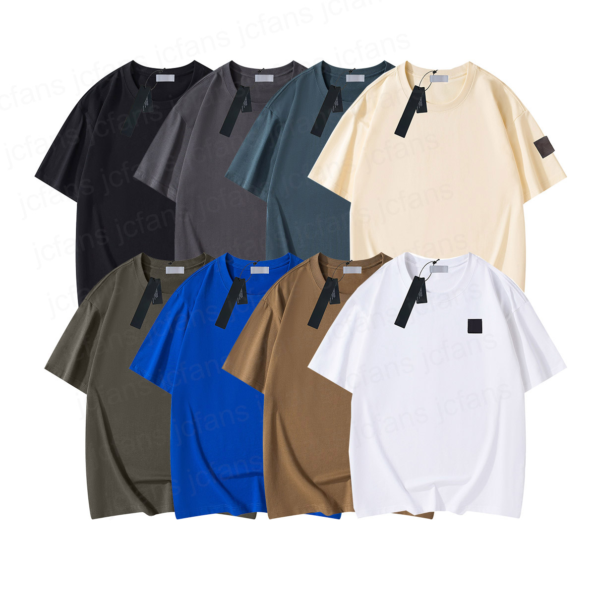 Designer Shirts EU size Mens Shirts Embroidered Armband Patch Square Badge 100% Heavy Cotton 300gsm Oversized Solid Colors S-3XL