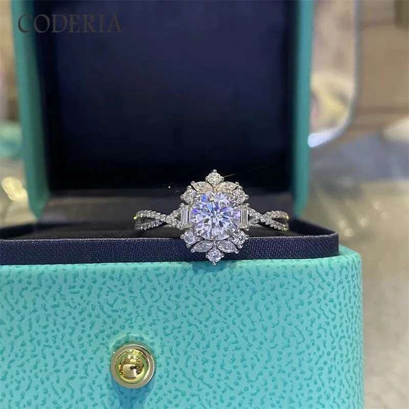 Wholesale D Color Moissanite 2CT Ring GRA Certified VVS Diamond Wedding Rings for Women 925 Sterling Silver High Quality Jewelry