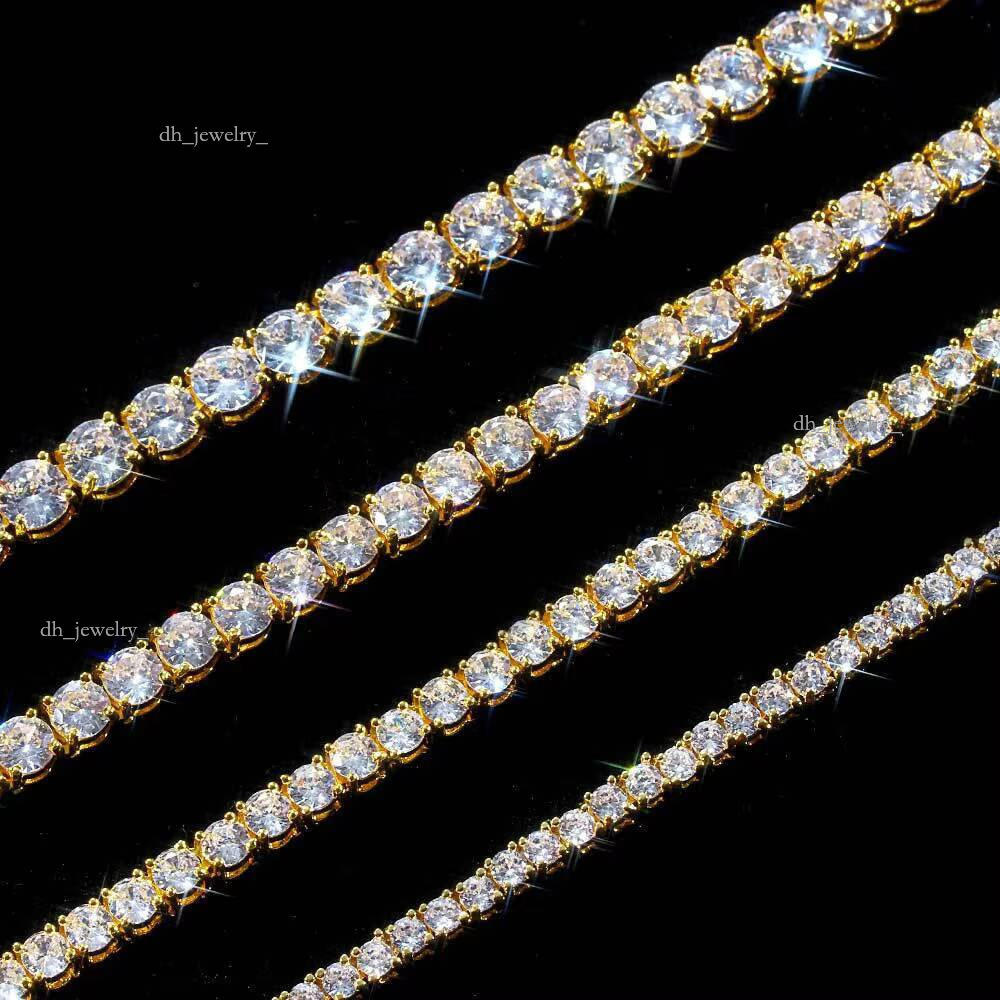 3mm 1 Row Bling Copper Material Necklace Hip Hop Tennis Zircon Chain Link Man and Women Iced Out Jewelry