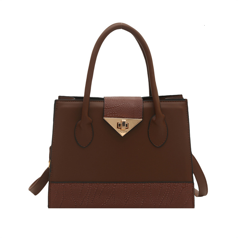 New lock buckle fashionable splicing texture 2025 women's large capacity simple and stylish single shoulder diagonal cross hand-held small square
