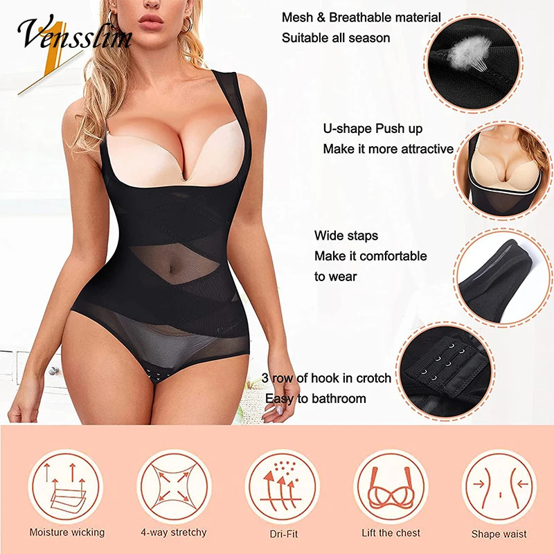 Vensslim Full Body Shaper Women Waist Trainer Slimming Enhanced Tummy Control Underwear Flat Belly Corset Bodysuit Shapewear 250517