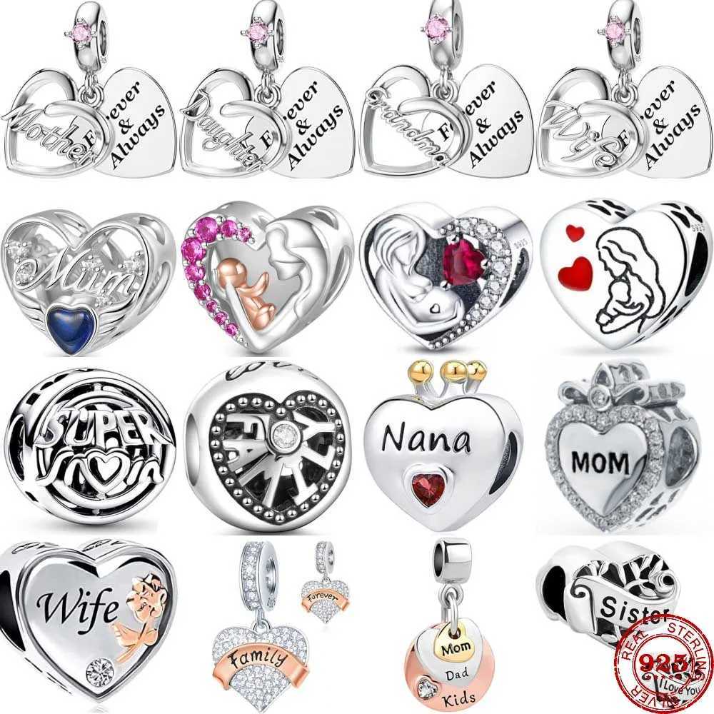 2024 New 925 Sterling Silver Mom Wife Sisters Family Pendant Bead Diy Fit Original Pendant Charm Bracelet Necklace Women JewelryXJ250517