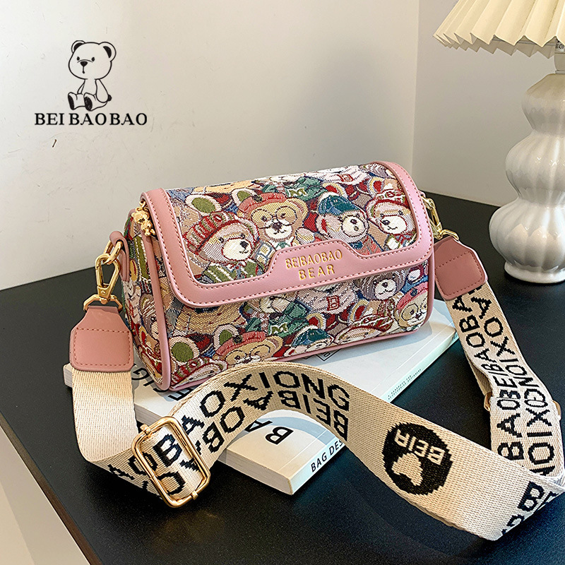 2025 Designer Fashion North Niche Design Cartoon Teddy Bear Trendy Fashionable Crossbody Single Shoulder Womens Bag